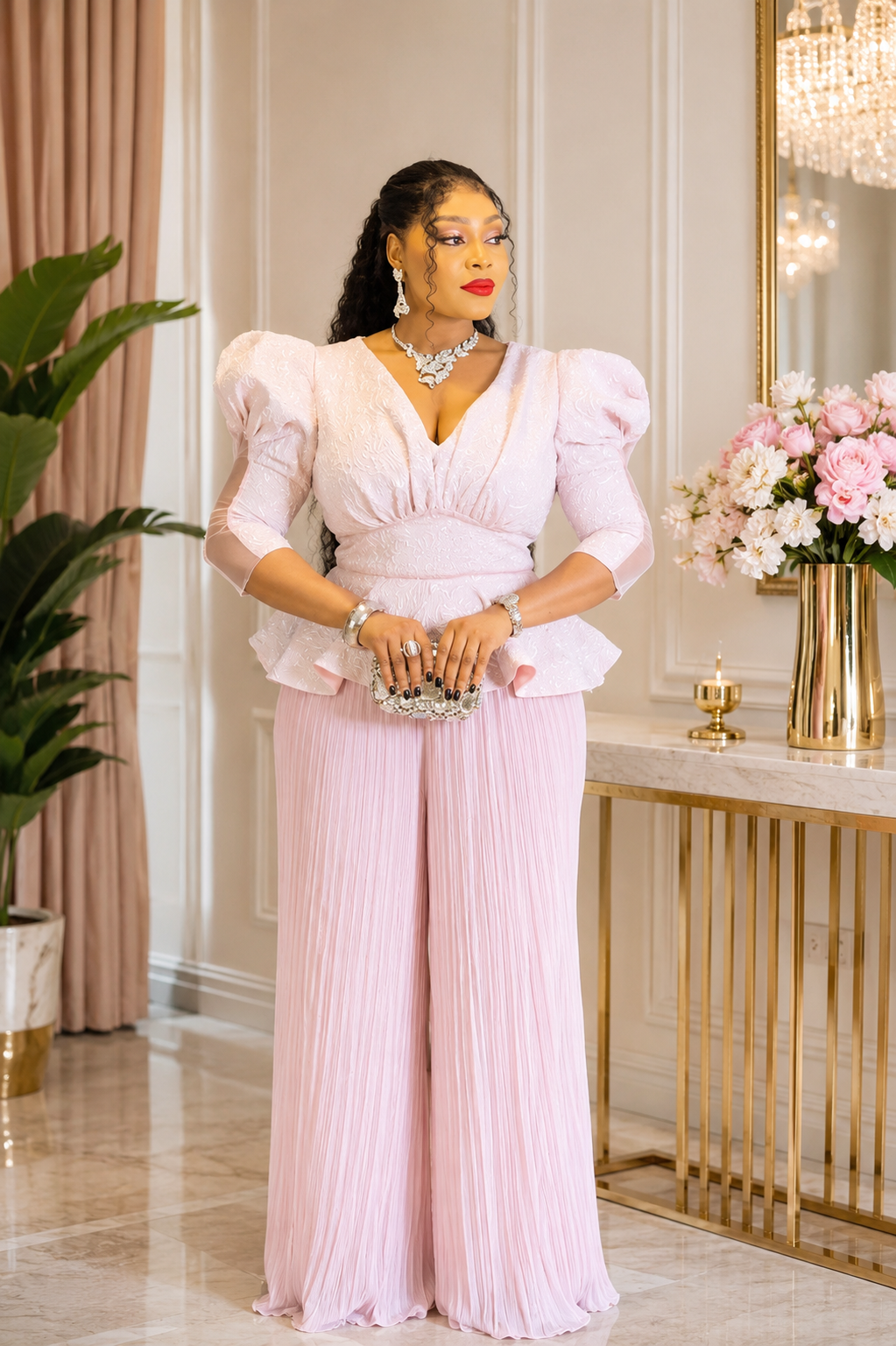 ELEGANT PLEATED PANT SET